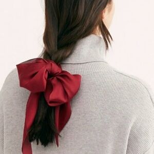 Free People Burgundy Scarf Bow Hairtie